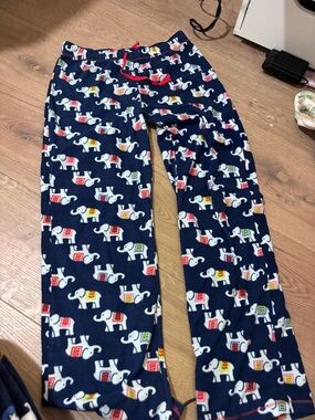 Women's Navy Elephant Print Fleece Pajama Pants